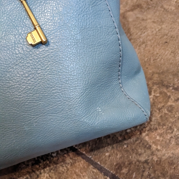 Fossil Camilla Convertible Leather Backpack Teal Blue - Picture 12 of 13